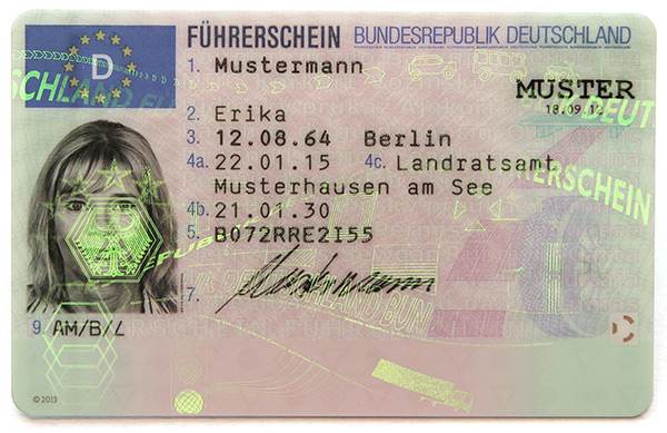 Deutscher EU-Führerschein, Vorderseite